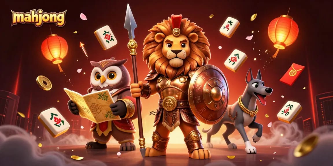 Spin mahjong tiles and enjoy thrilling gameplay in this vibrant casino illustration.