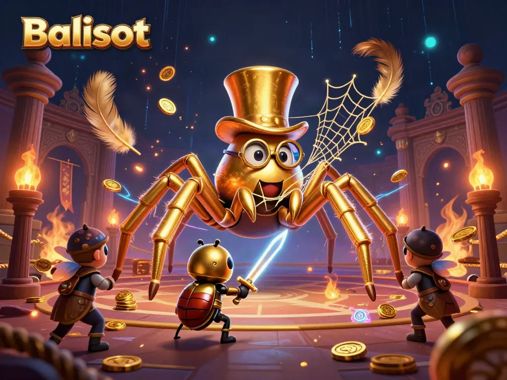 Engage in the thrilling world of Balislot with unique casino characters in a vibrant 3D illustration.