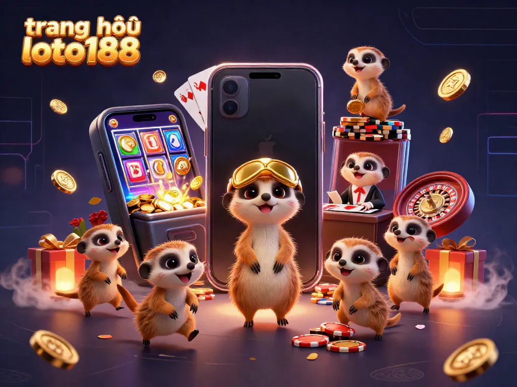 Experience the vibrant action of trang chủ loto188 in this detailed casino scene with animated meerkats.