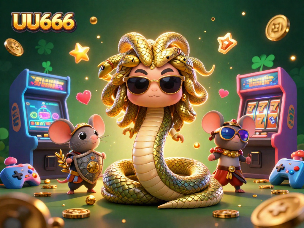 Experience excitement with UU666's vibrant casino illustration featuring Medusa and engaging game elements.