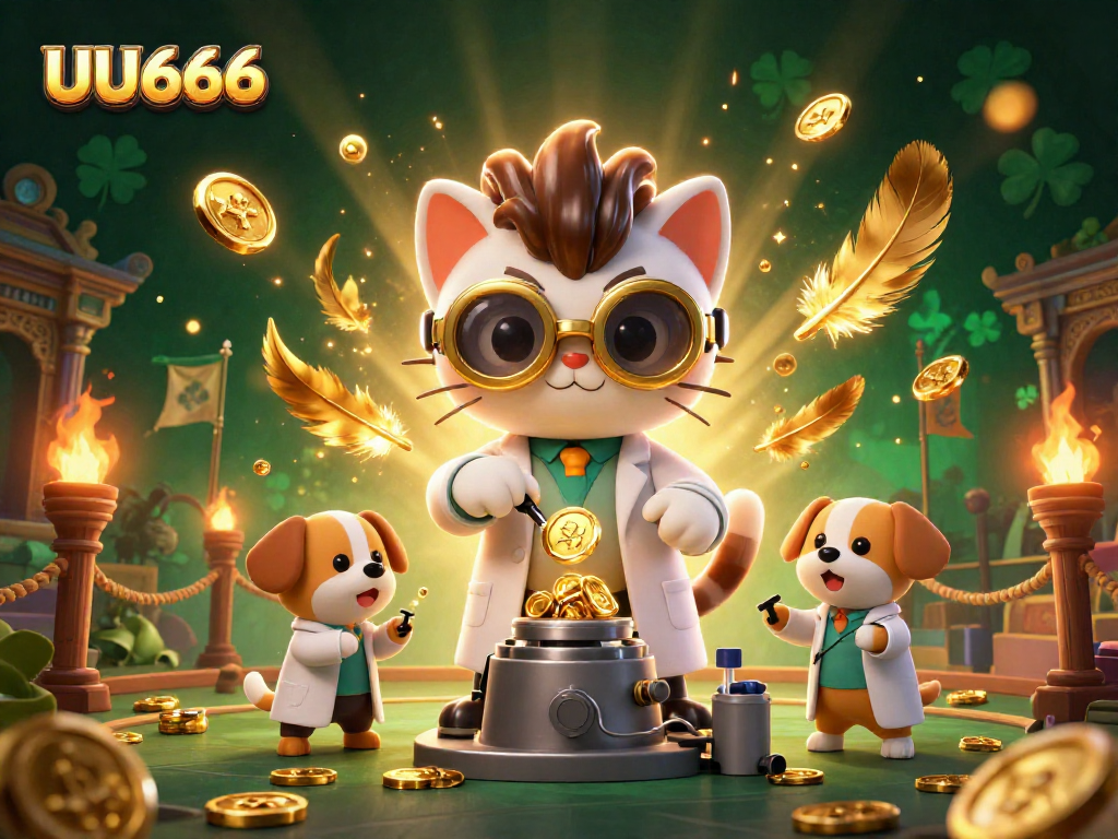 Join the fun at UU666, where a mad scientist cat and dog assistant create a gold replication machine.