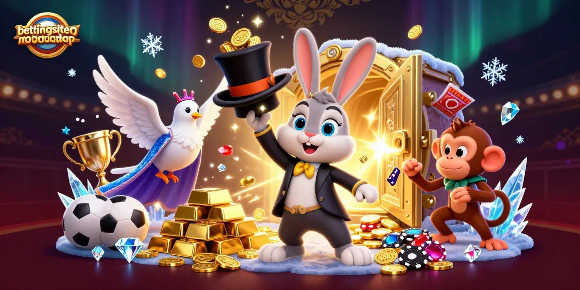 Bettingsitesnotongamstop showcases a magician rabbit and characters enjoying a vibrant sports betting scene.
