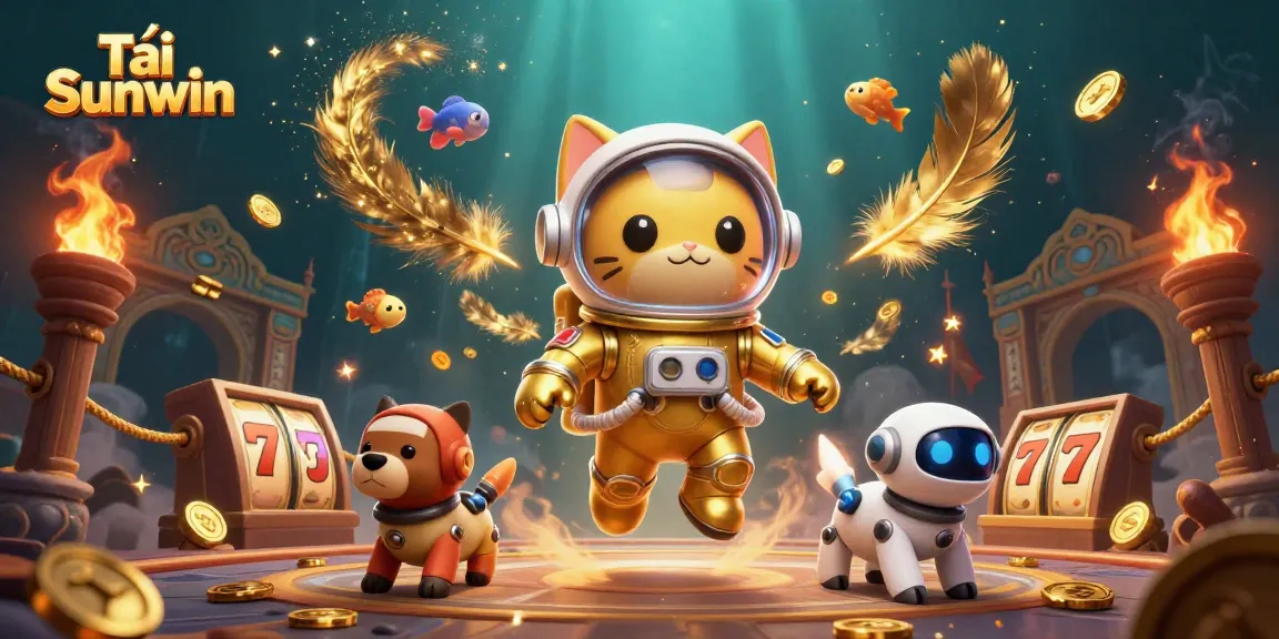 Tải Sunwin and win with exciting slot reels and captivating gaming elements in a dynamic scene.