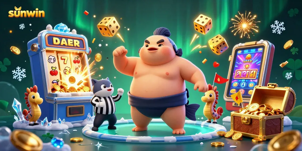 Engage with sunwin's exciting casino games amidst a vibrant underwater scene featuring animated characters.