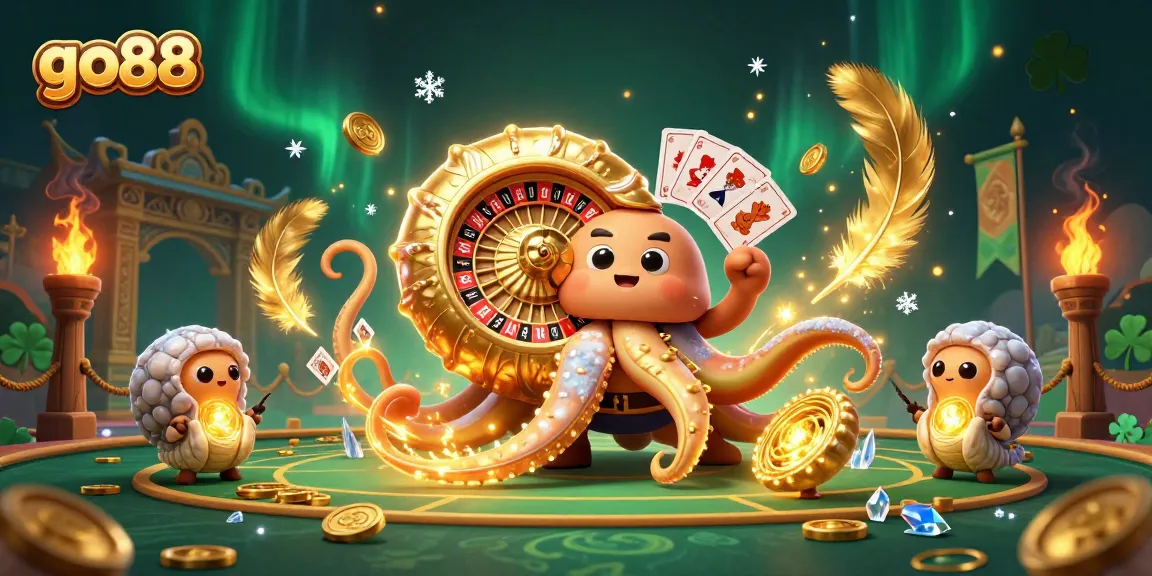 Engage in thrilling gameplay at go88, featuring a vibrant 3D casino scene with a nautilus roulette wheel.
