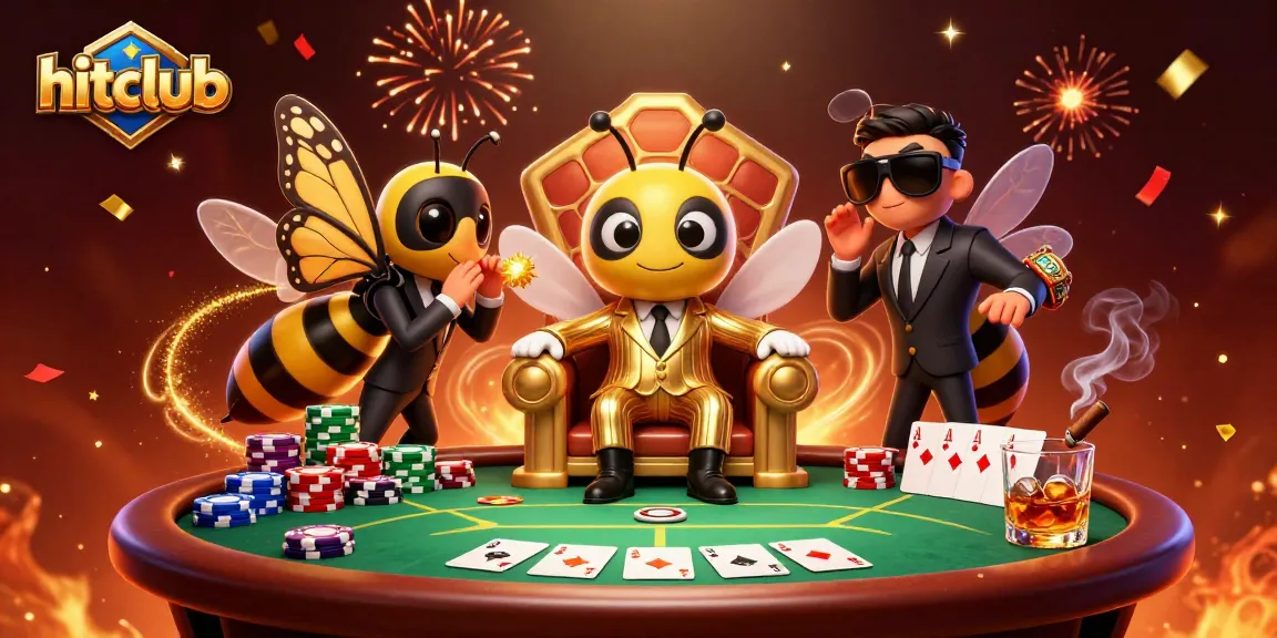 Hitclub players embrace the thrill at a vibrant poker showdown in a bustling casino scene.